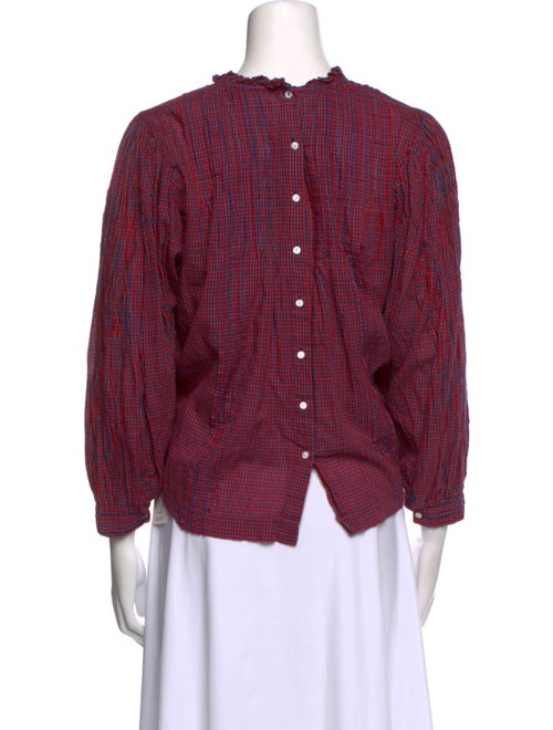 DÔEN Plaid Print Mock Neck Crop Top