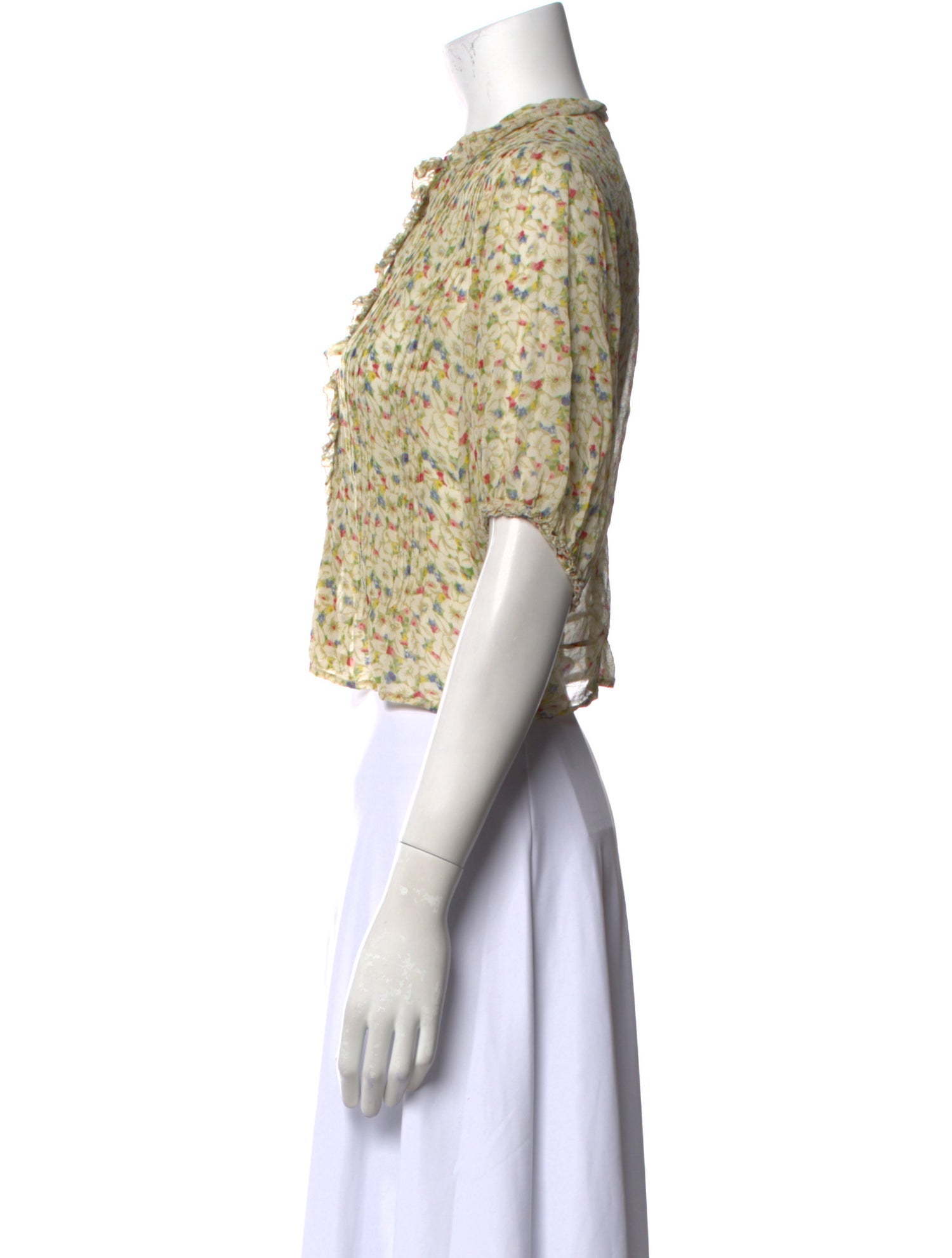 DÔEN Silk Floral Print Crop Top