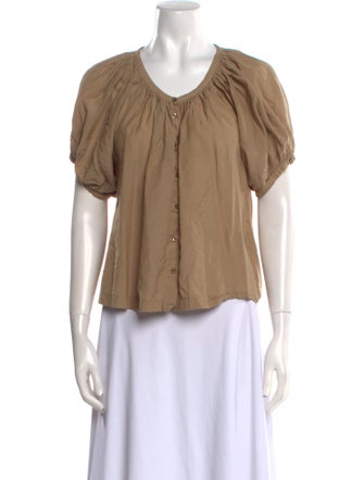 DÔEN Scoop Neck Short Sleeve Top