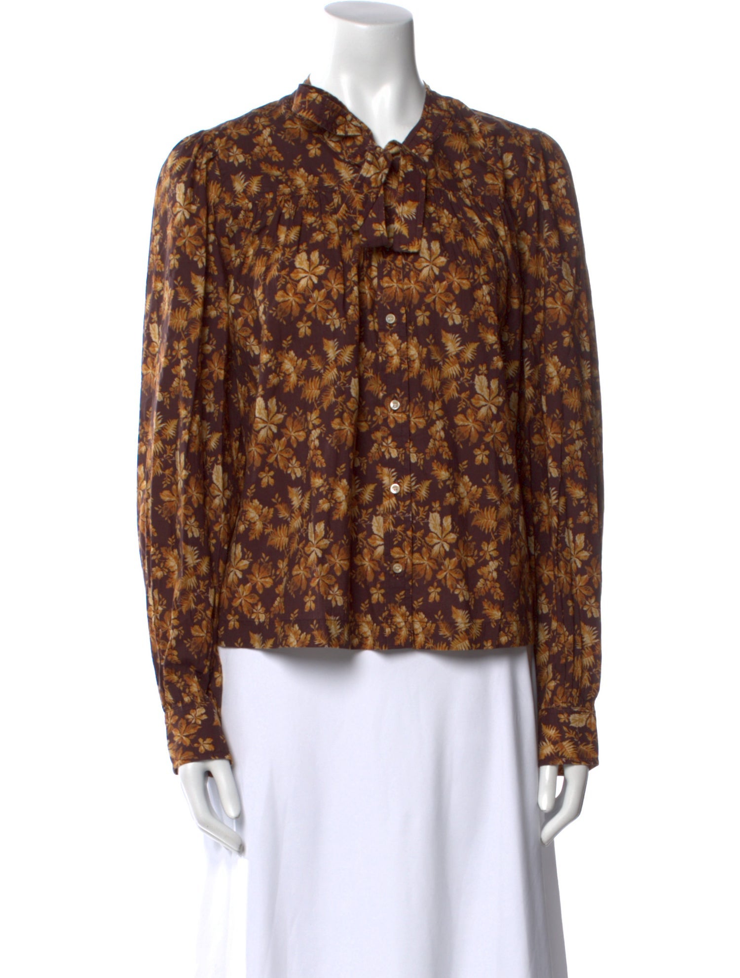 DÔEN Floral Print V-Neck Blouse