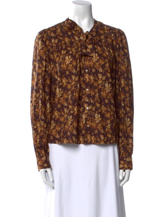 DÔEN Floral Print V-Neck Blouse