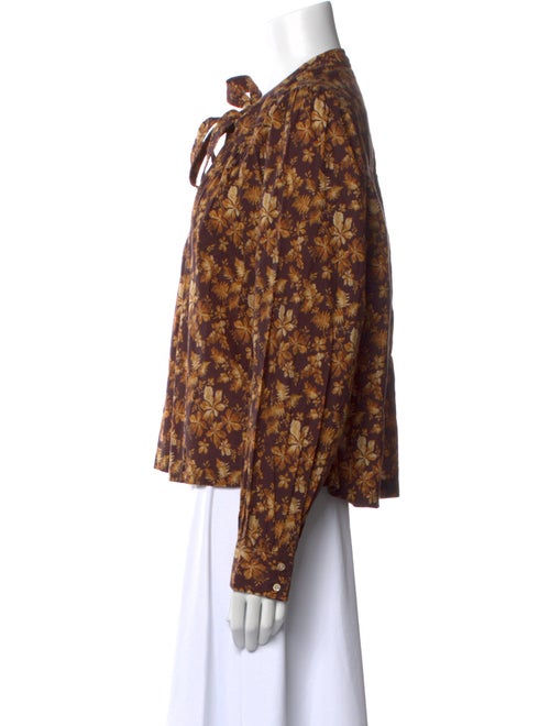 DÔEN Floral Print V-Neck Blouse