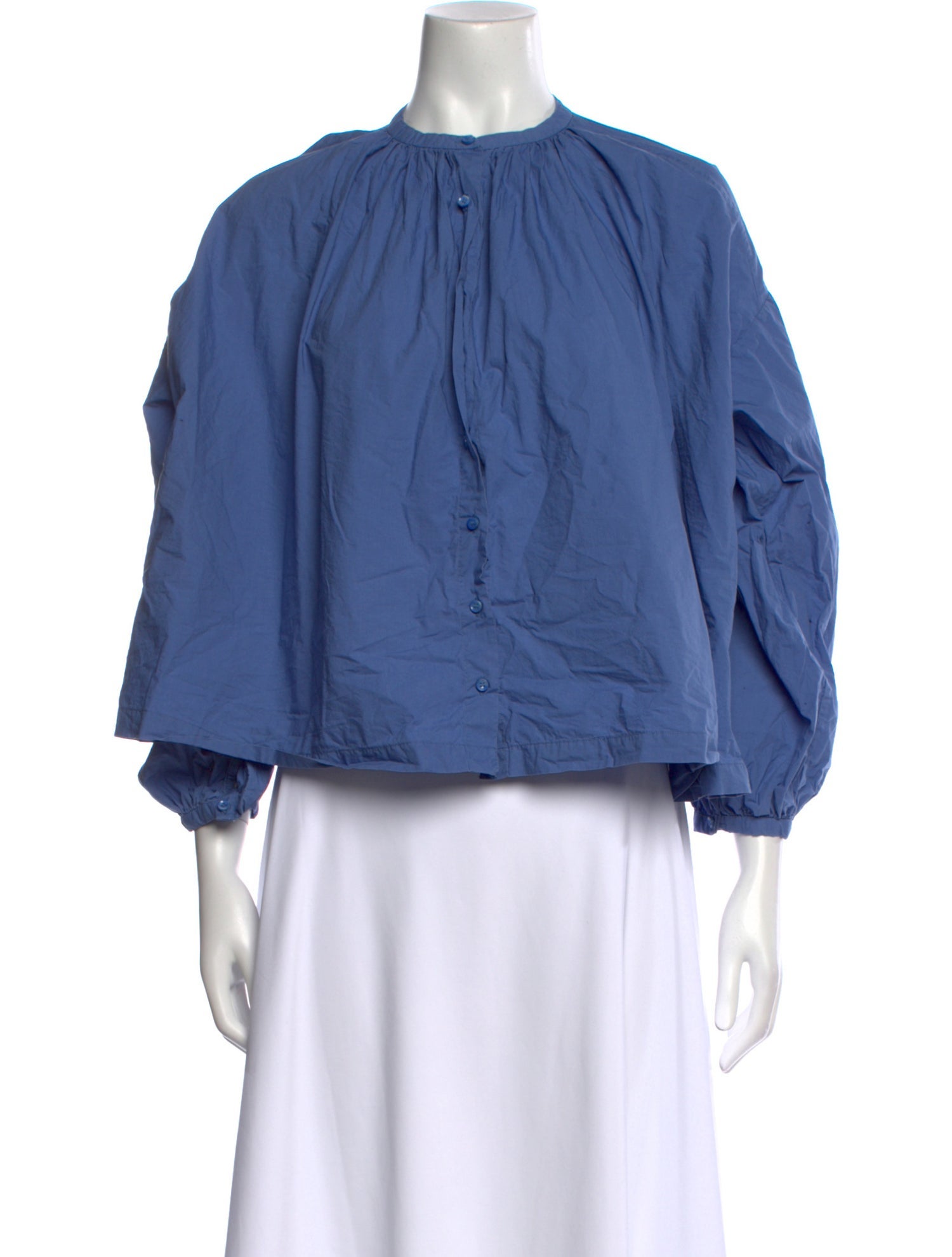 DÔEN Mock Neck Three-Quarter Sleeve Blouse