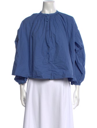 DÔEN Mock Neck Three-Quarter Sleeve Blouse