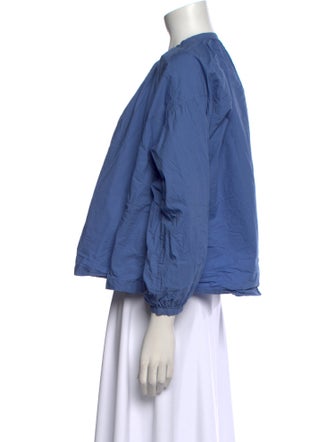 DÔEN Mock Neck Three-Quarter Sleeve Blouse