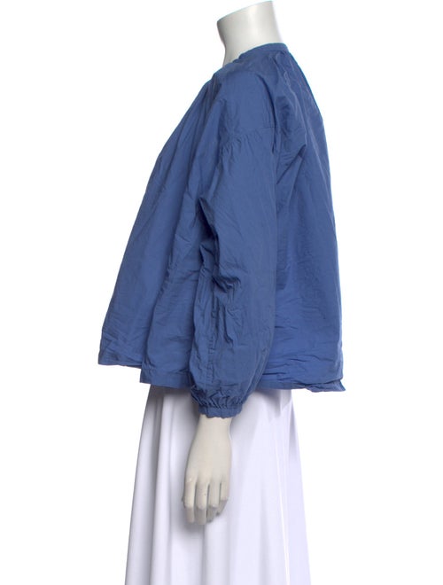 DÔEN Mock Neck Three-Quarter Sleeve Blouse