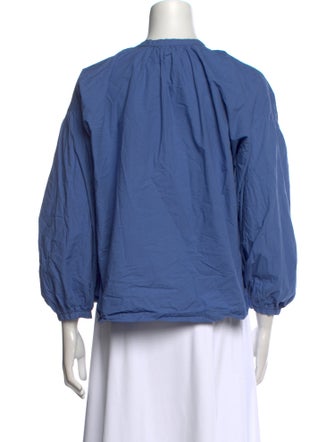 DÔEN Mock Neck Three-Quarter Sleeve Blouse