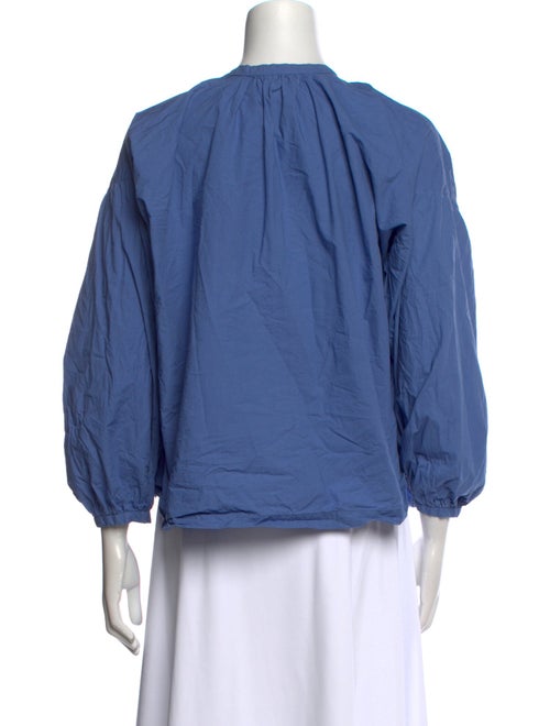 DÔEN Mock Neck Three-Quarter Sleeve Blouse