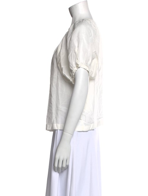 DÔEN Scoop Neck Short Sleeve Button-Up Top