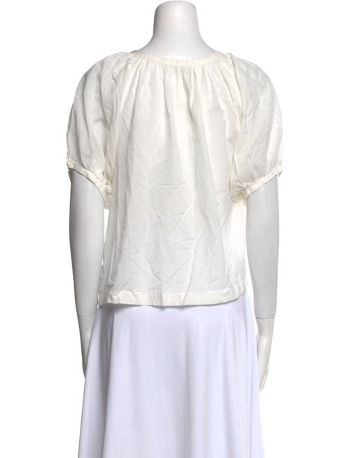 DÔEN Scoop Neck Short Sleeve Button-Up Top