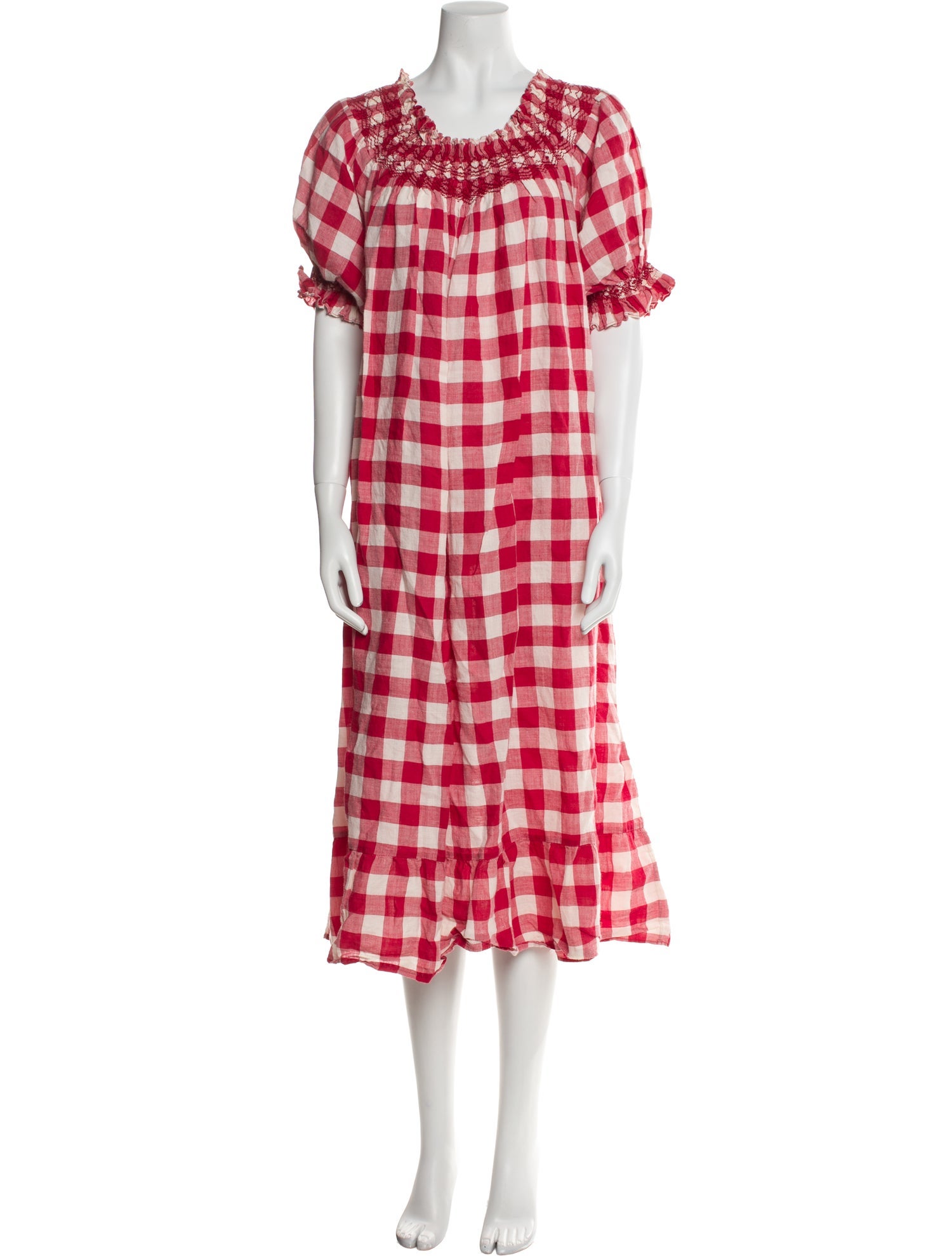 DÔEN Plaid Print Midi Length Dress