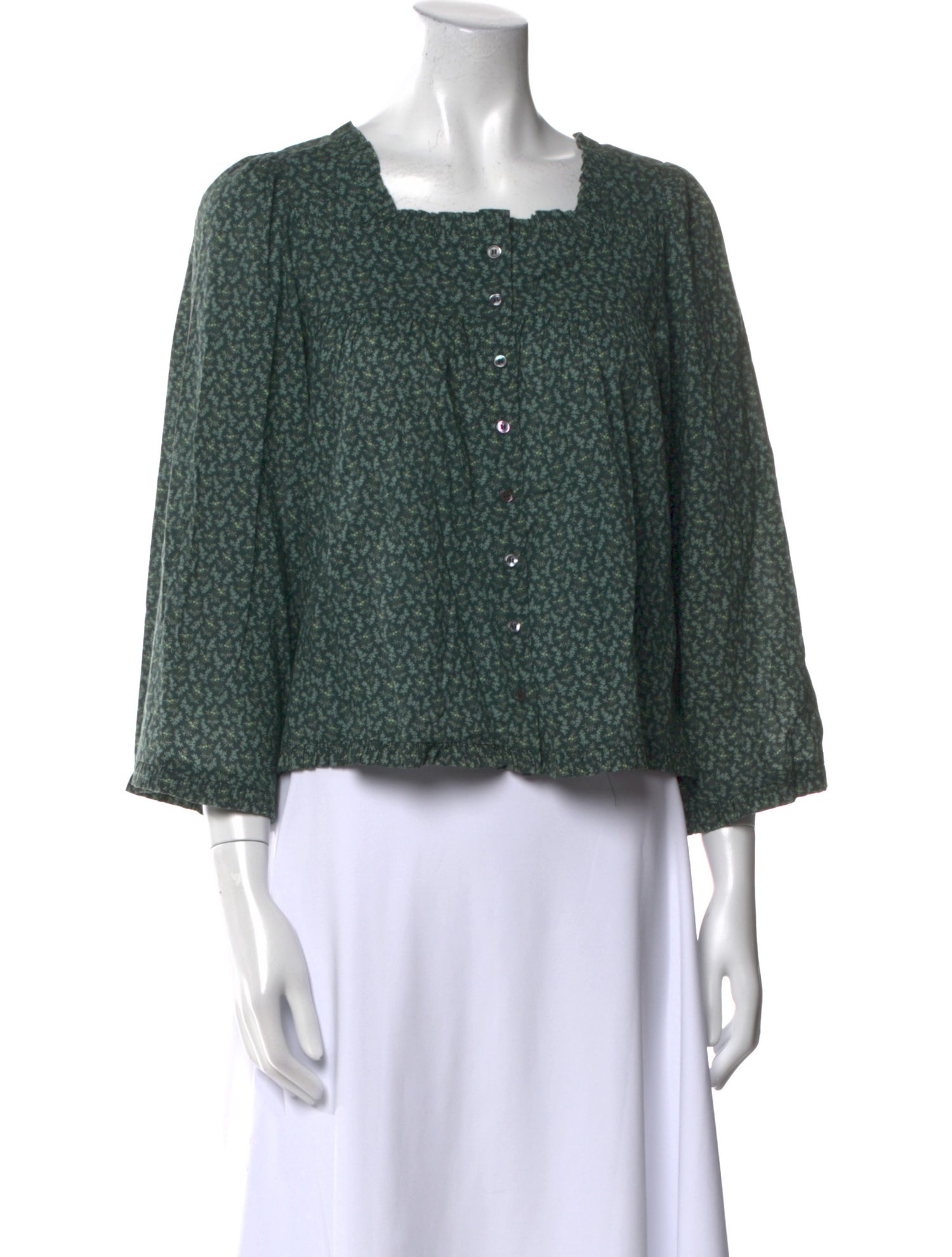 DÔEN Printed Square Neckline Crop Top