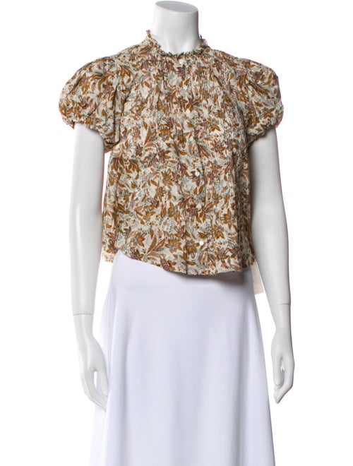 DÔEN Floral Print Mock Neck Crop Top