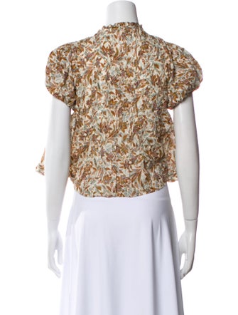 DÔEN Floral Print Mock Neck Crop Top