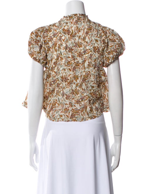 DÔEN Floral Print Mock Neck Crop Top