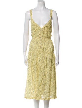 DÔEN Floral Print Midi Length Dress