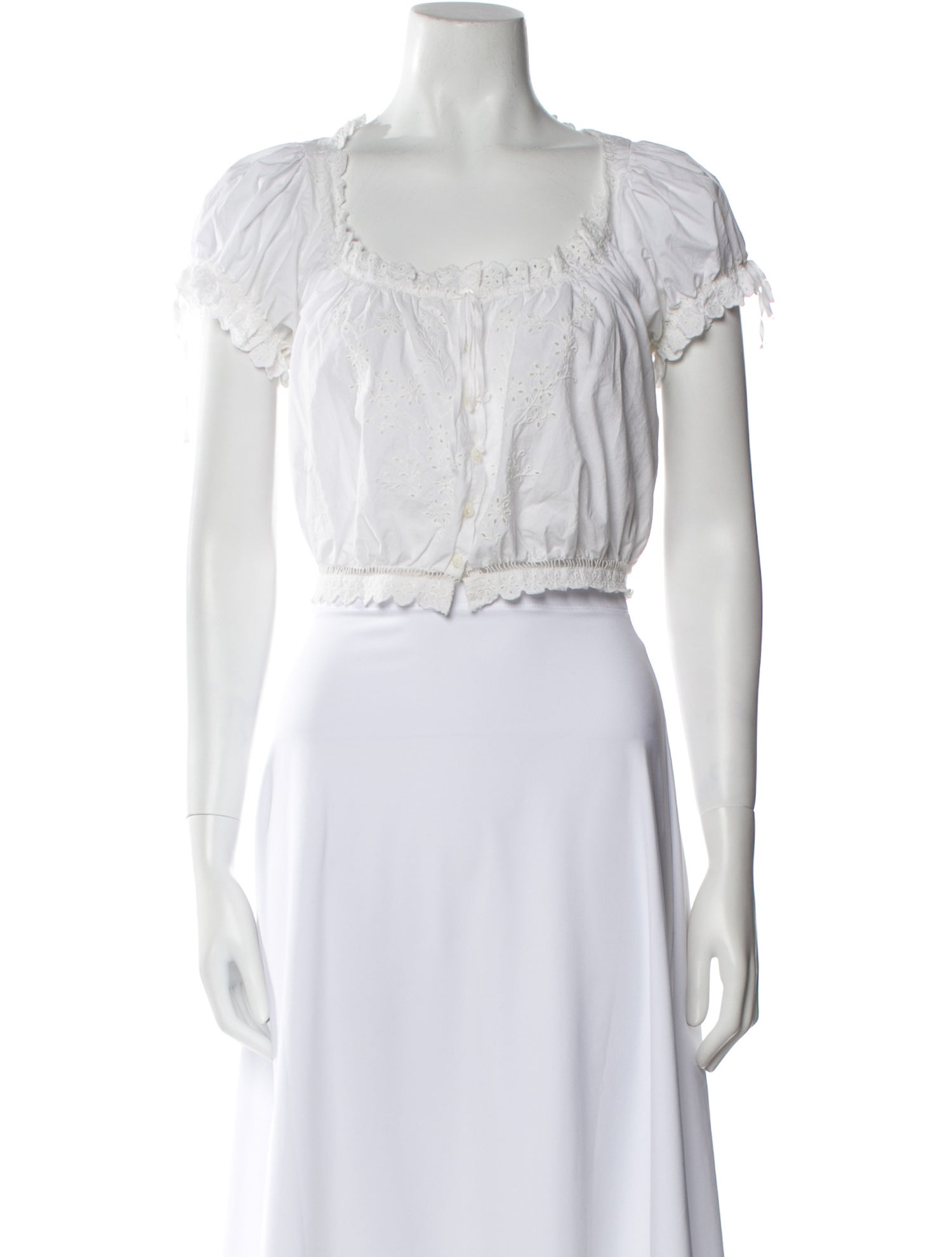 DÔEN Square Neckline Short Sleeve Crop Top