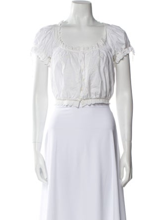 DÔEN Square Neckline Short Sleeve Crop Top