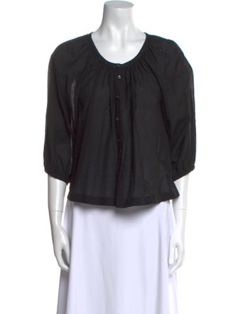 DÔEN Scoop Neck Three-Quarter Sleeve Top