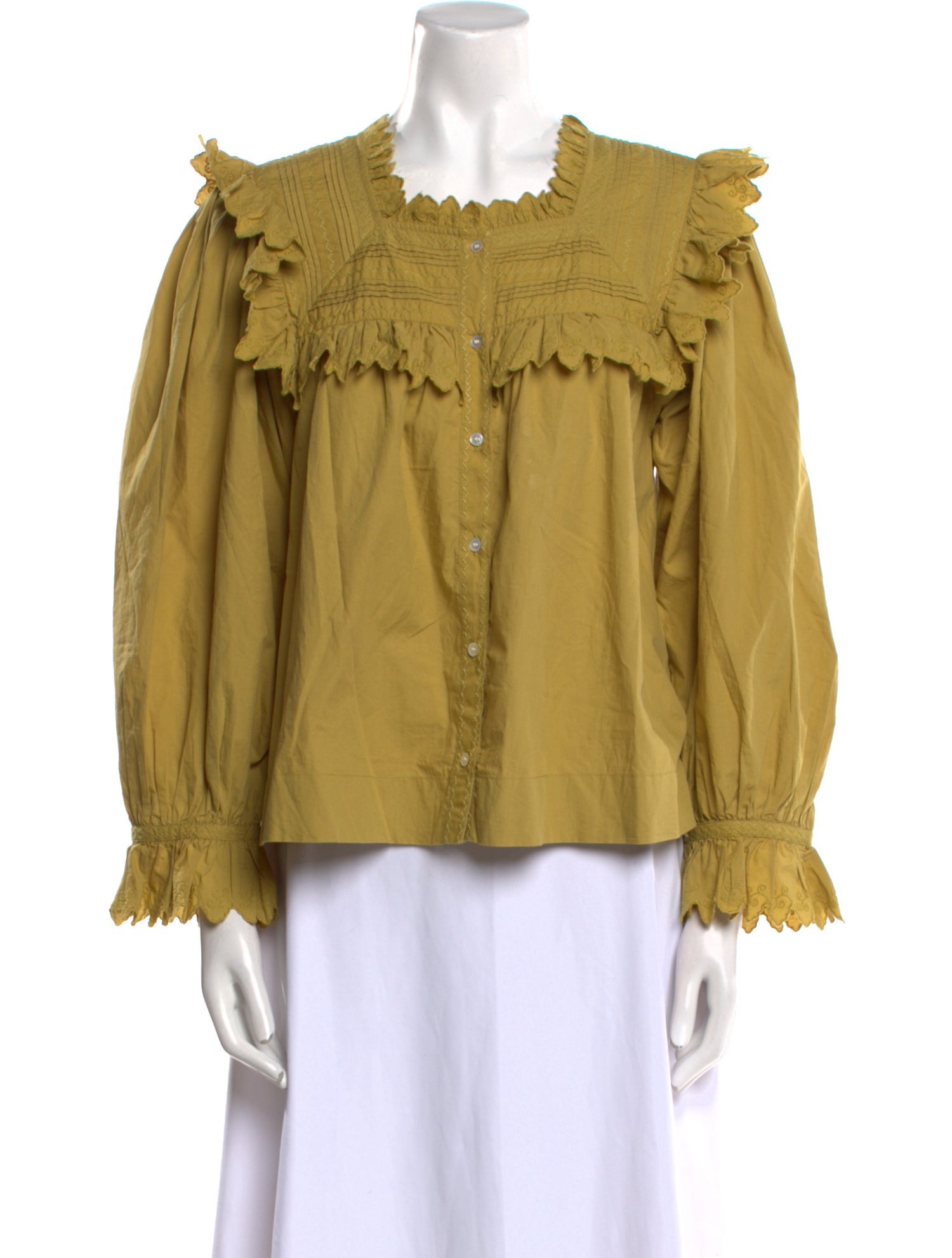 DÔEN Square Neckline Long Sleeve Blouse