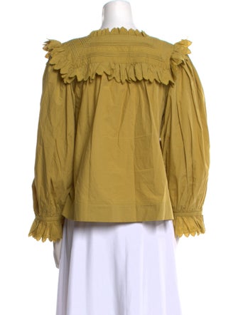 DÔEN Square Neckline Long Sleeve Blouse