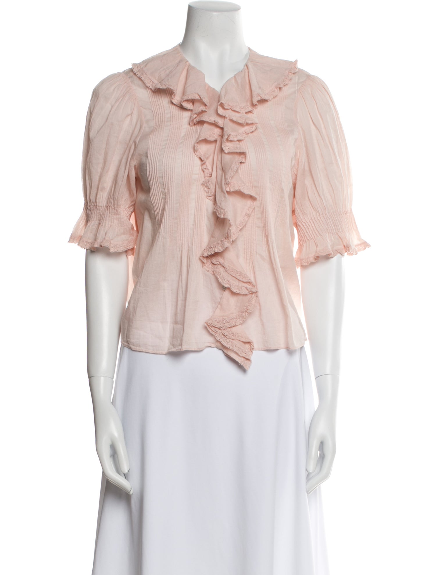 DÔEN V-Neck Short Sleeve Blouse