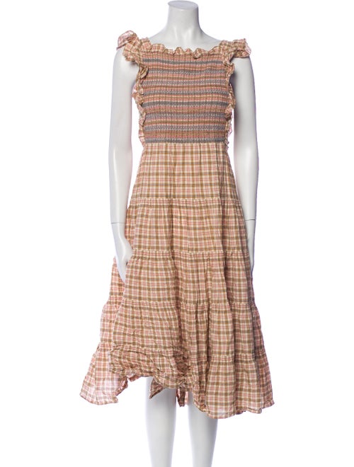 DÔEN Plaid Print Midi Length Dress