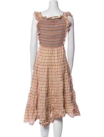 DÔEN Plaid Print Midi Length Dress