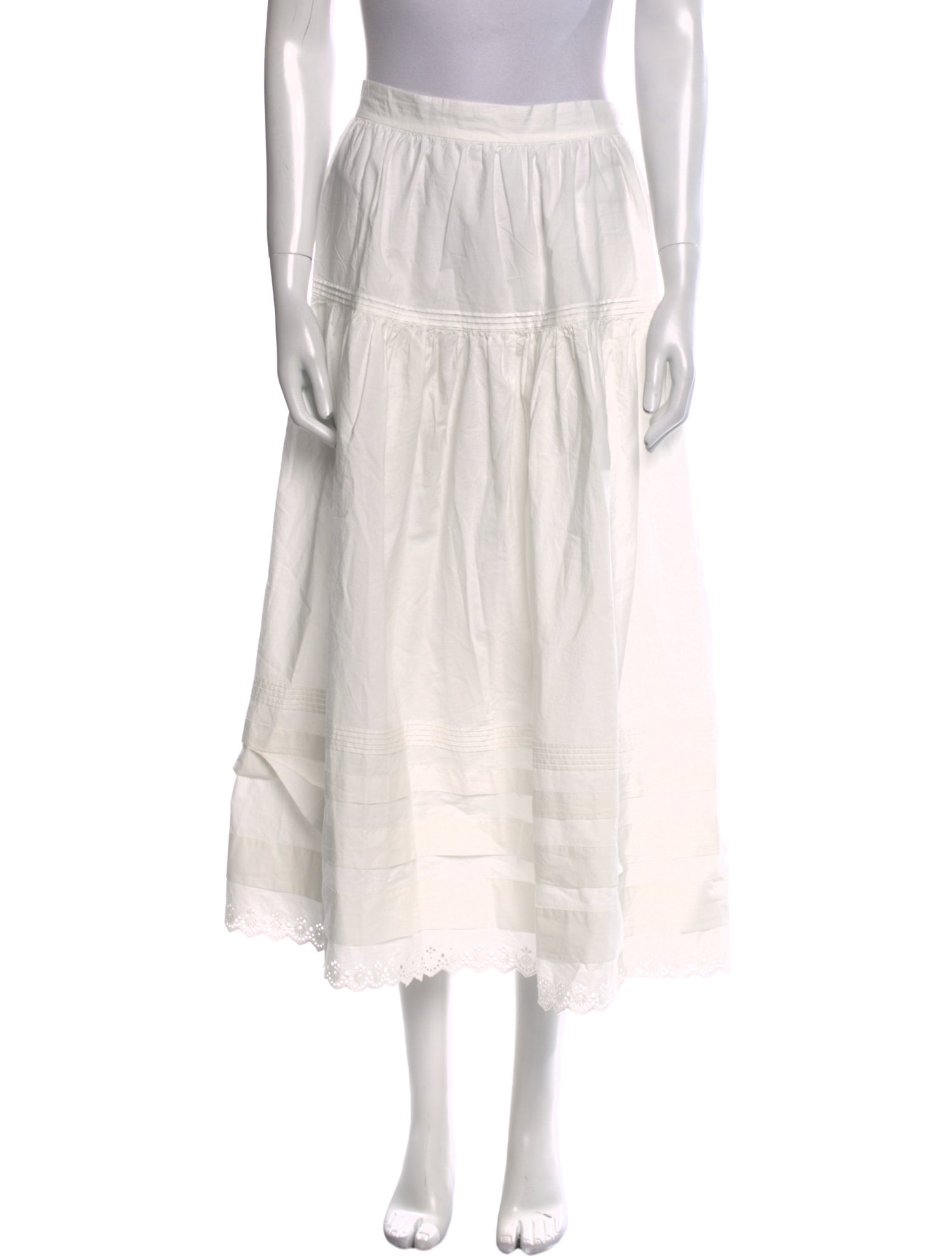 DÔEN Eyelet Trim Midi Length Skirt