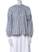 DÔEN Striped Mock Neck Blouse