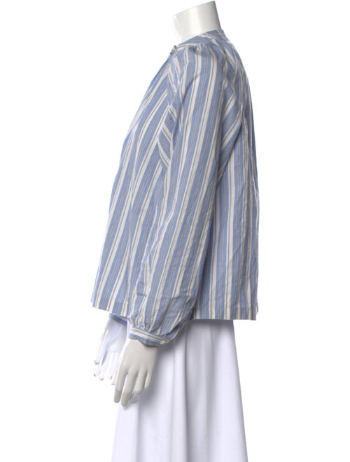 DÔEN Striped Mock Neck Blouse