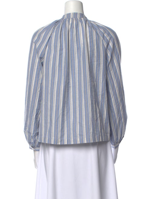DÔEN Striped Mock Neck Blouse