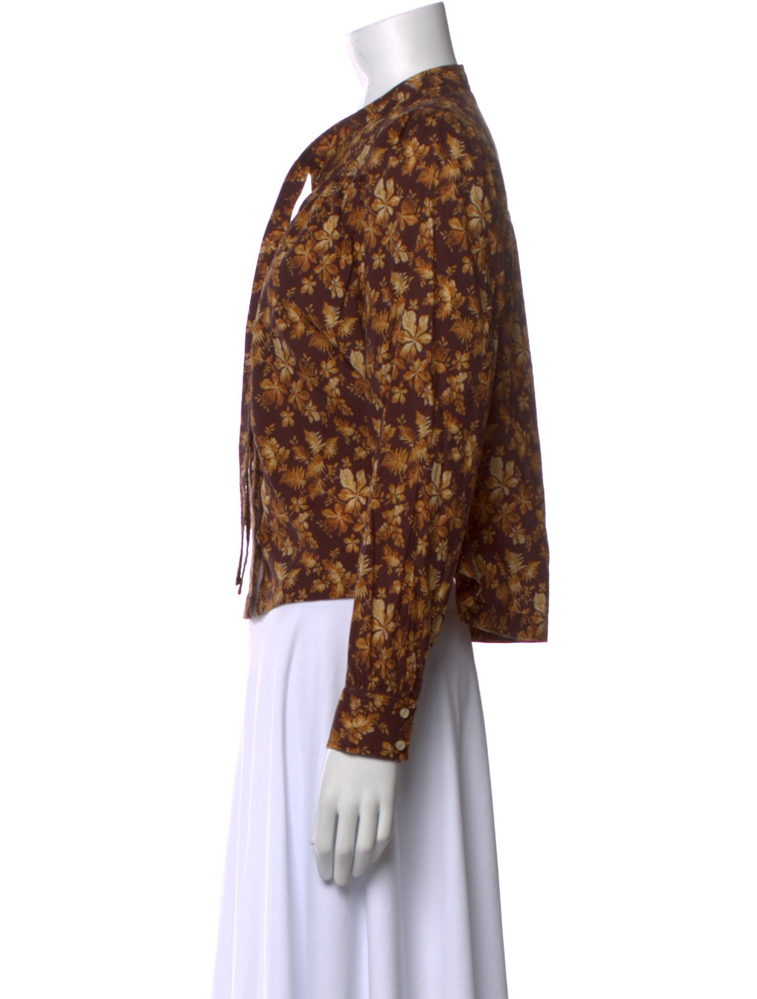 DÔEN Floral Print V-Neck Button-Up Top