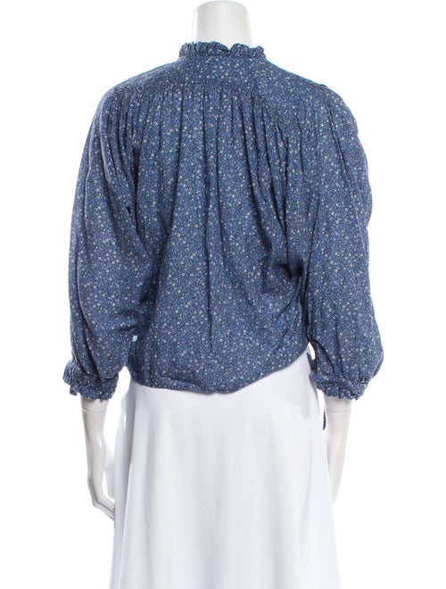 DÔEN Floral Print Mock Neck Blouse