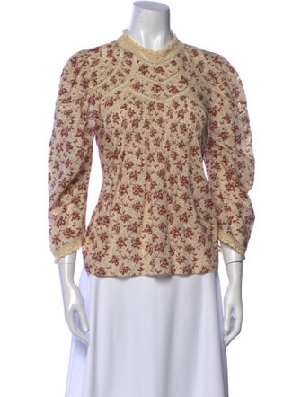 DÔEN Printed Mock Neck Blouse