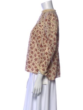 DÔEN Printed Mock Neck Blouse