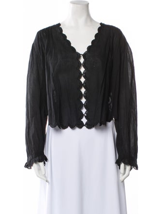 DÔEN V-Neck Long Sleeve Blouse