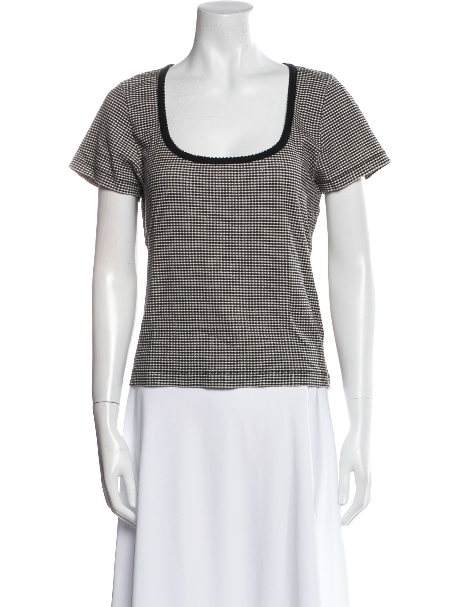 DÔEN Plaid Print Scoop Neck T-Shirt