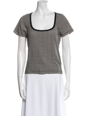 DÔEN Plaid Print Scoop Neck T-Shirt