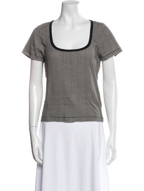 DÔEN Plaid Print Scoop Neck T-Shirt