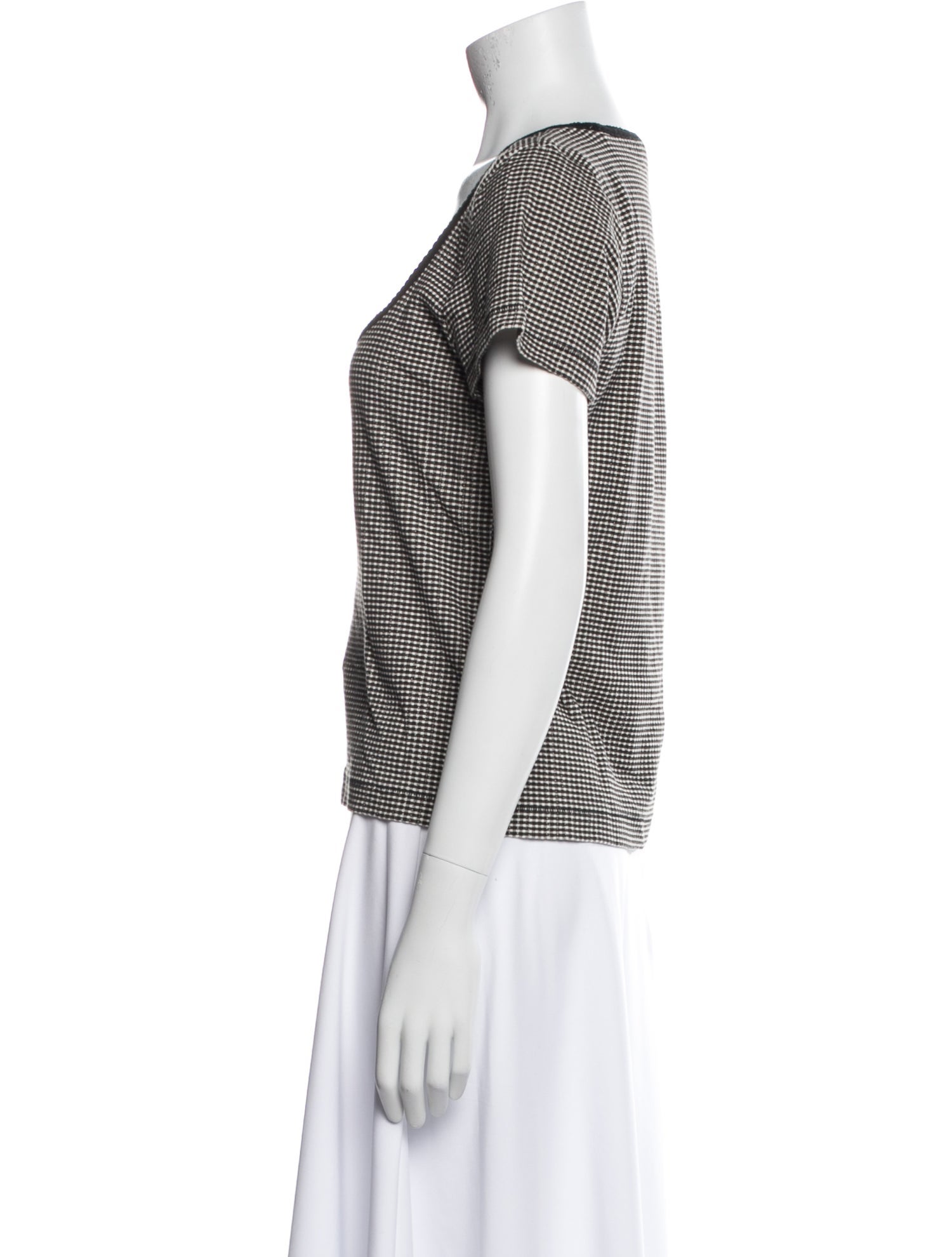 DÔEN Plaid Print Scoop Neck T-Shirt