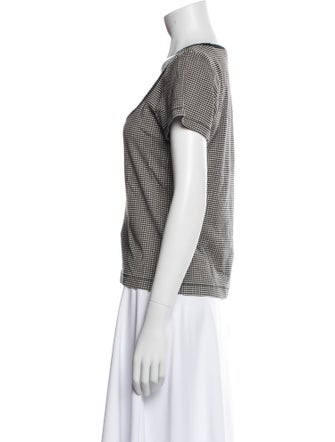 DÔEN Plaid Print Scoop Neck T-Shirt