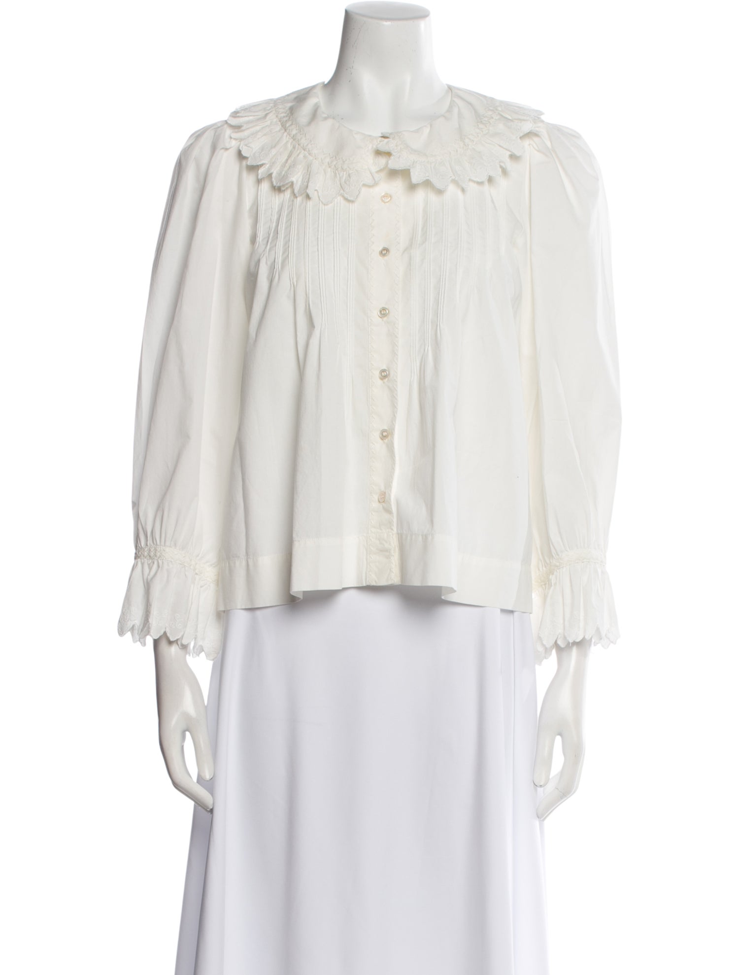 DÔEN Mock Neck Three-Quarter Sleeve Blouse