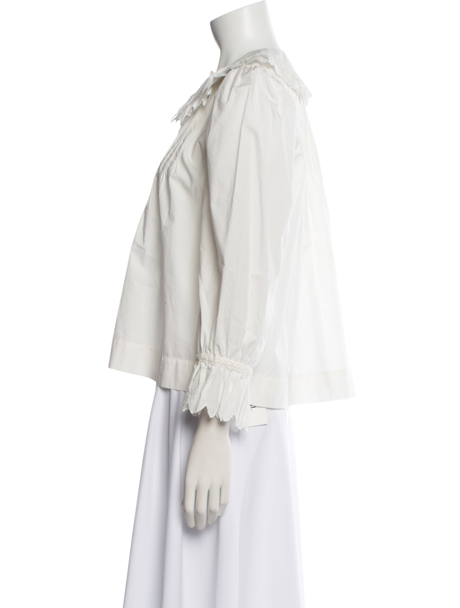 DÔEN Mock Neck Three-Quarter Sleeve Blouse