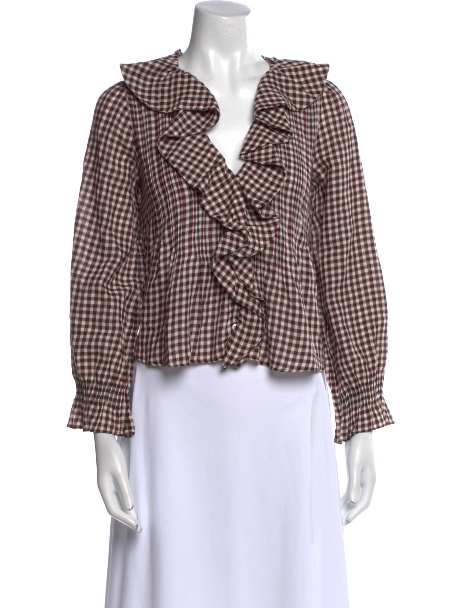 DÔEN Plaid Print V-Neck Crop Top w/ Tags