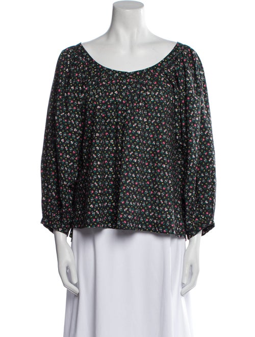 DÔEN Floral Print Bateau Neckline Blouse