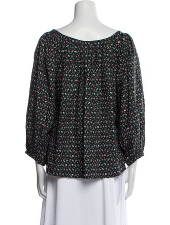 DÔEN Floral Print Bateau Neckline Blouse