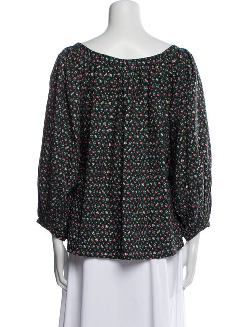 DÔEN Floral Print Bateau Neckline Blouse