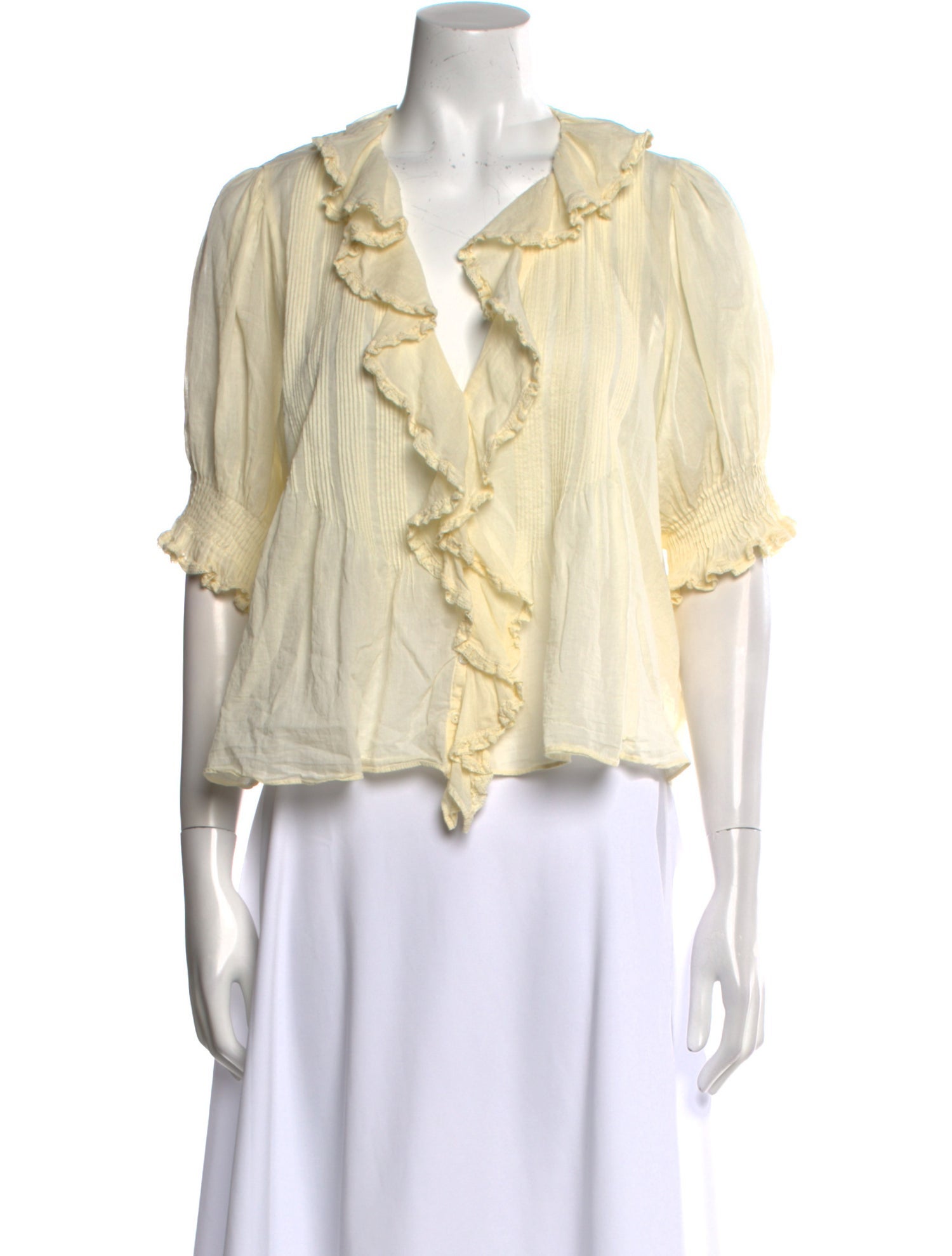 DÔEN V-Neck Three-Quarter Sleeve Blouse