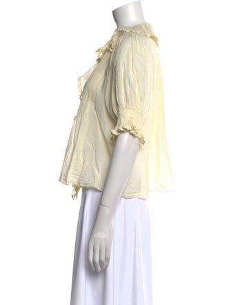 DÔEN V-Neck Three-Quarter Sleeve Blouse